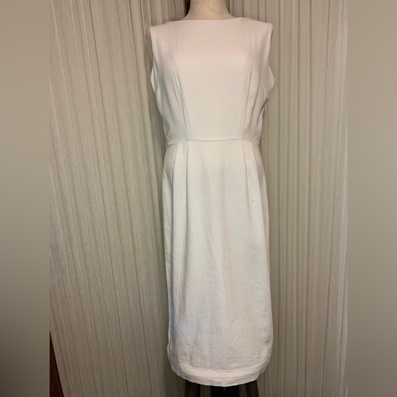 Vintage Linen White Dress - Unmarked - Women’s Size 10 12 - Embroidery Filigree - Picture 1 of 11